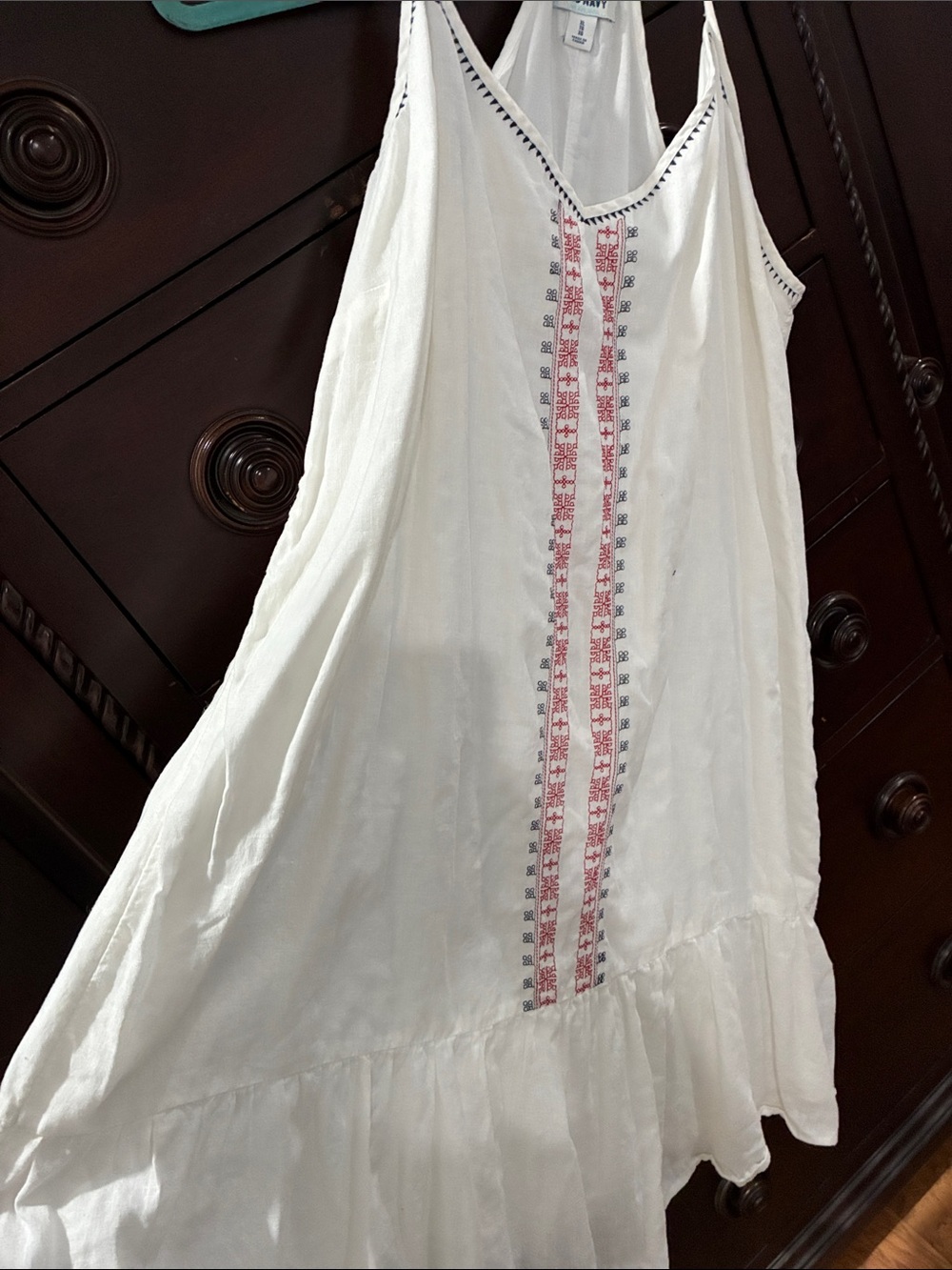 White Embroidered V-Neck Summer Dress